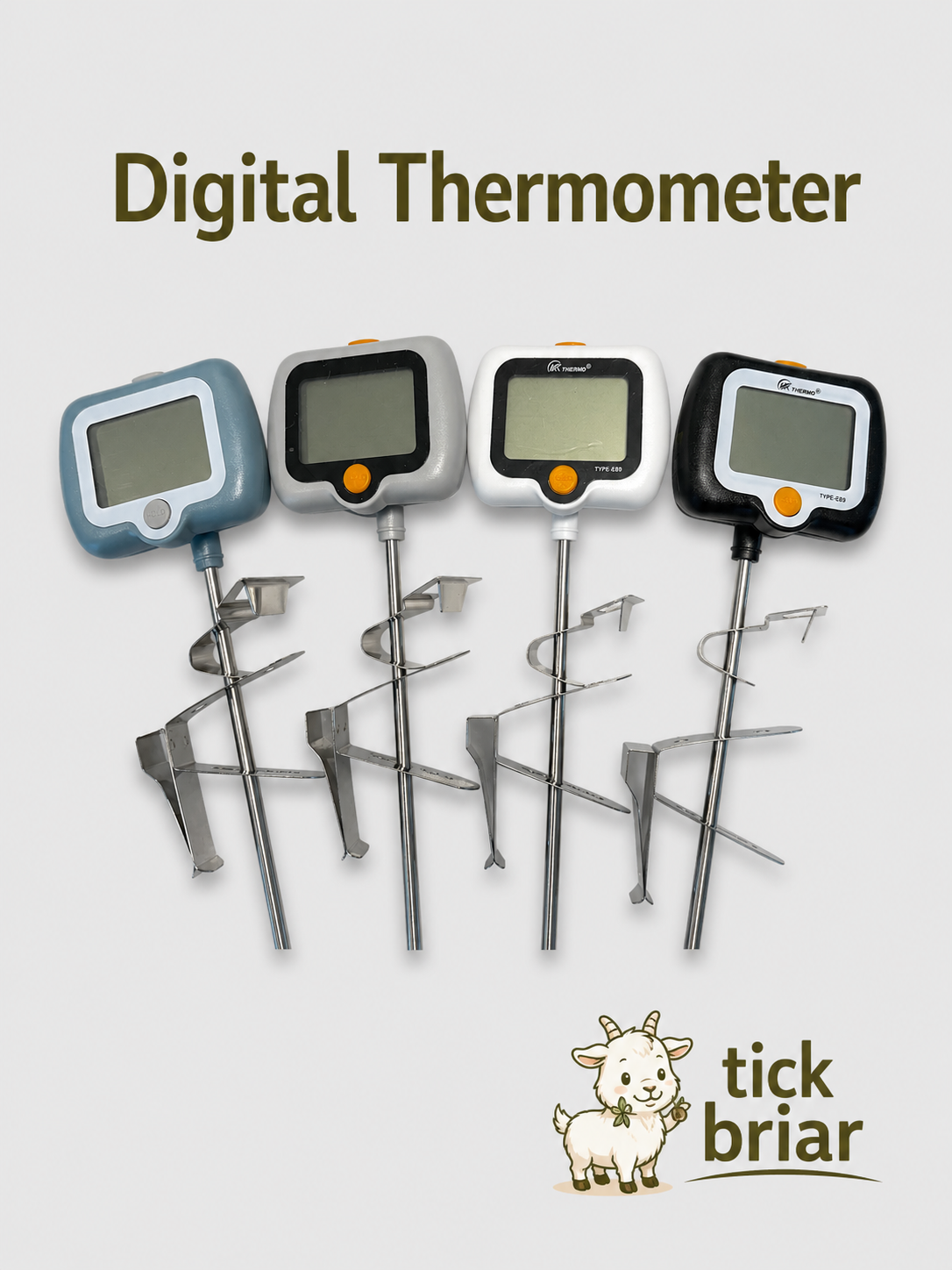 Digital Thermometer for Cheesemaking Stainless Steel with Pot Clip