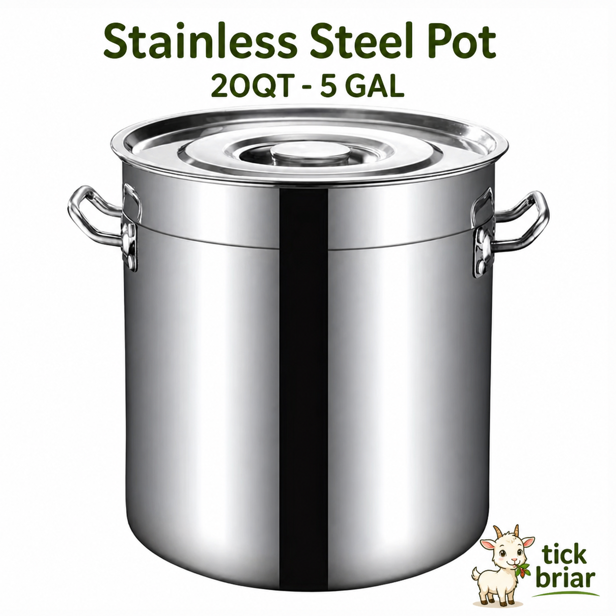 Stainless Steel Pot - 20QT - 5 GAL. Lightweight for easier curd pouring.