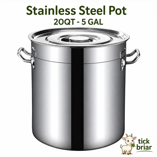 Stainless Steel Pot - 20QT - 5 GAL. Lightweight for easier curd pouring.