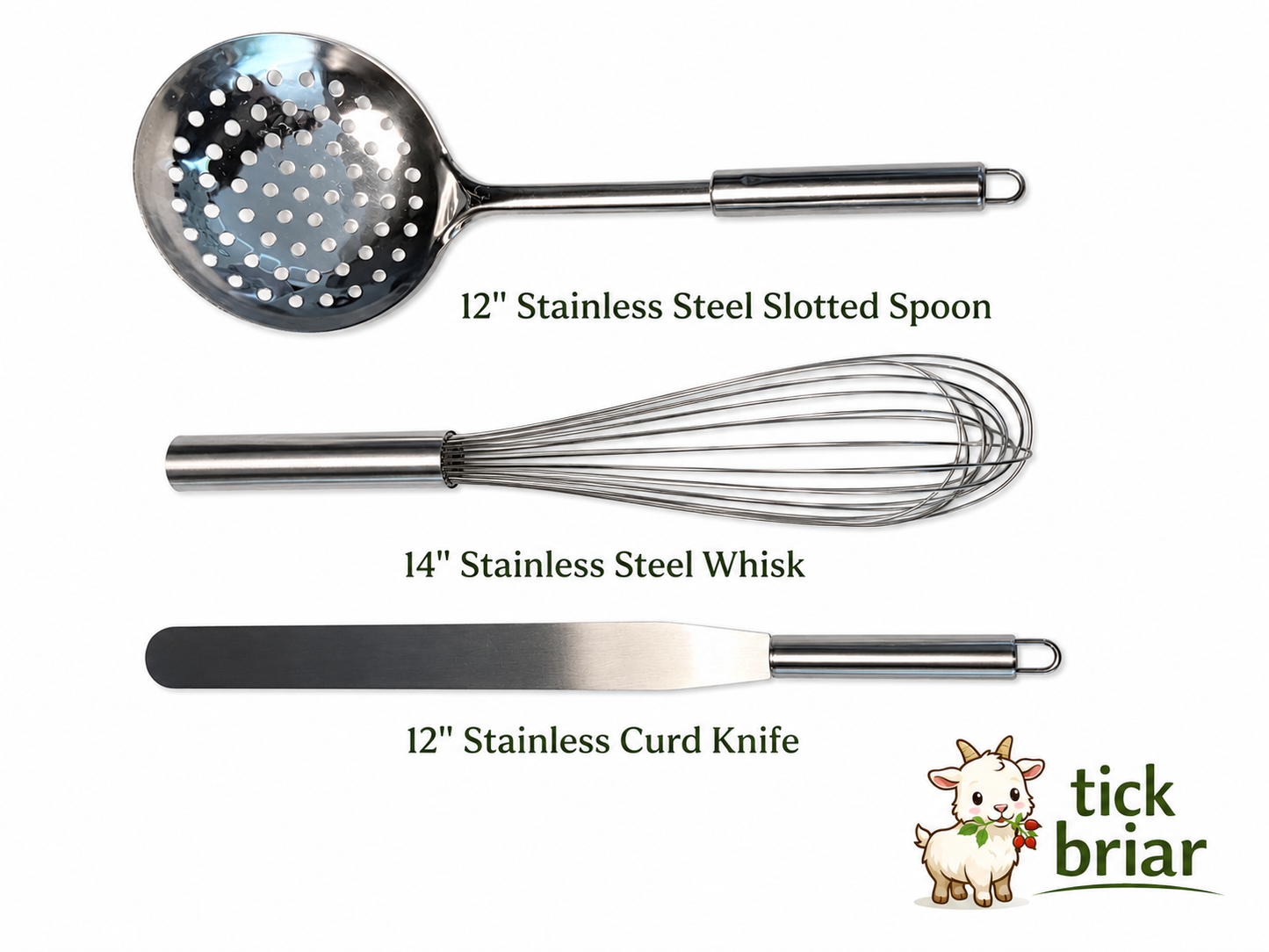 Cheesemaking Equipment Bundle, 20 QT Stainless Pot with Lid, Curd Knife, Whisk, Slotted Spoon, Butter Muslin, Spray Bottle
