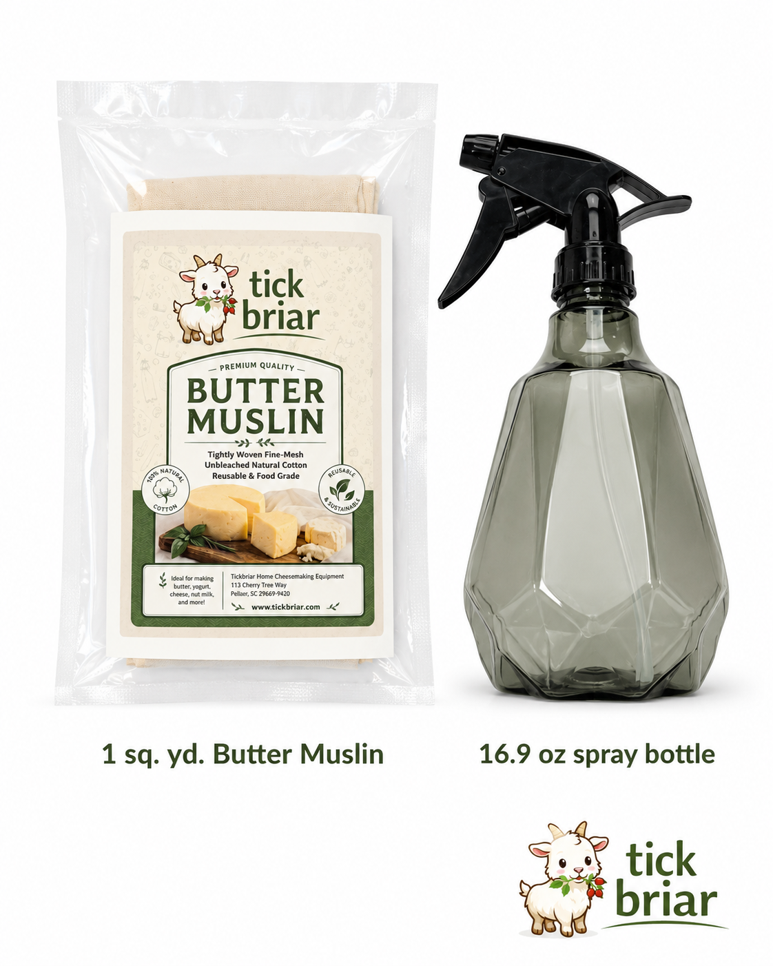 Cheesemaking Equipment Bundle, 20 QT Stainless Pot with Lid, Curd Knife, Whisk, Slotted Spoon, Butter Muslin, Spray Bottle