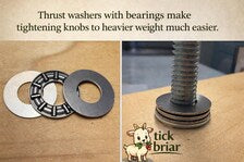 close up on thrust  washers for smooth tightening even at heavier weights
