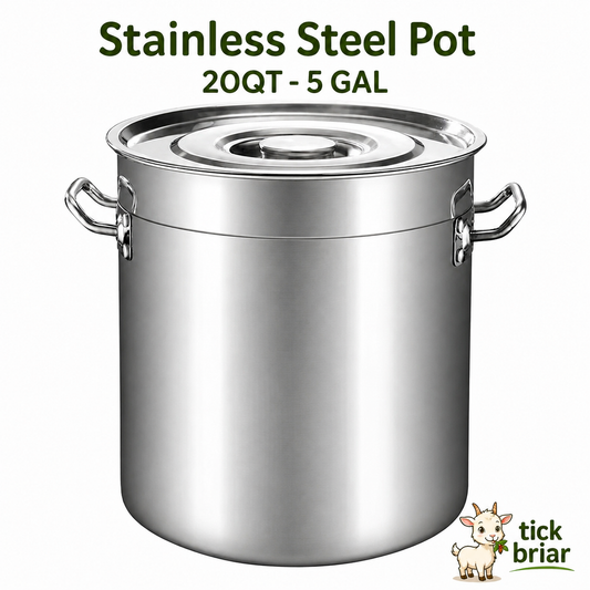 Stainless Steel Pot - 20QT - 5 GAL. Lightweight for easier curd pouring.