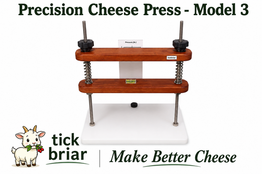 Tickbriar Precision Cheese Press fully assembled cheese press.