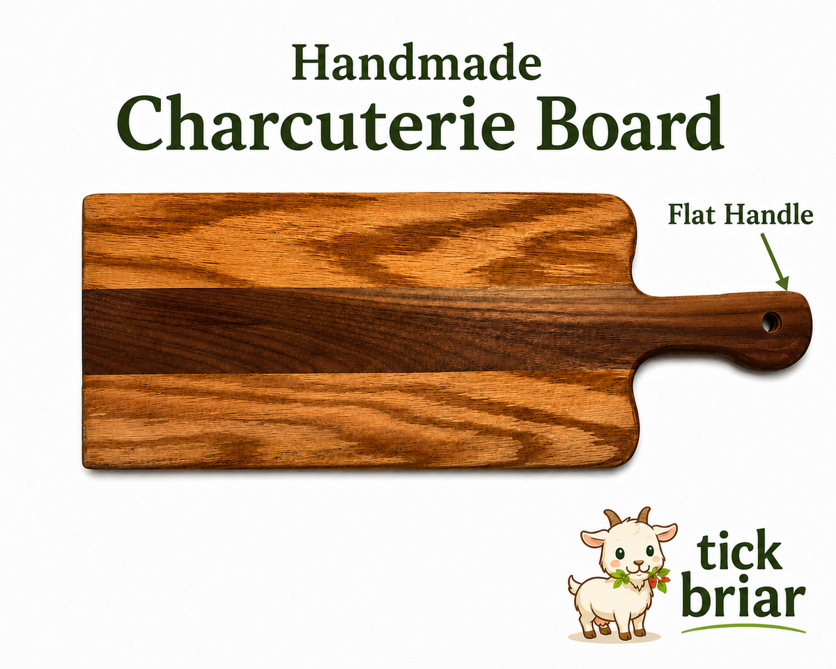 Charcuterie Set with Rustic Handmade Oak and Maple Board