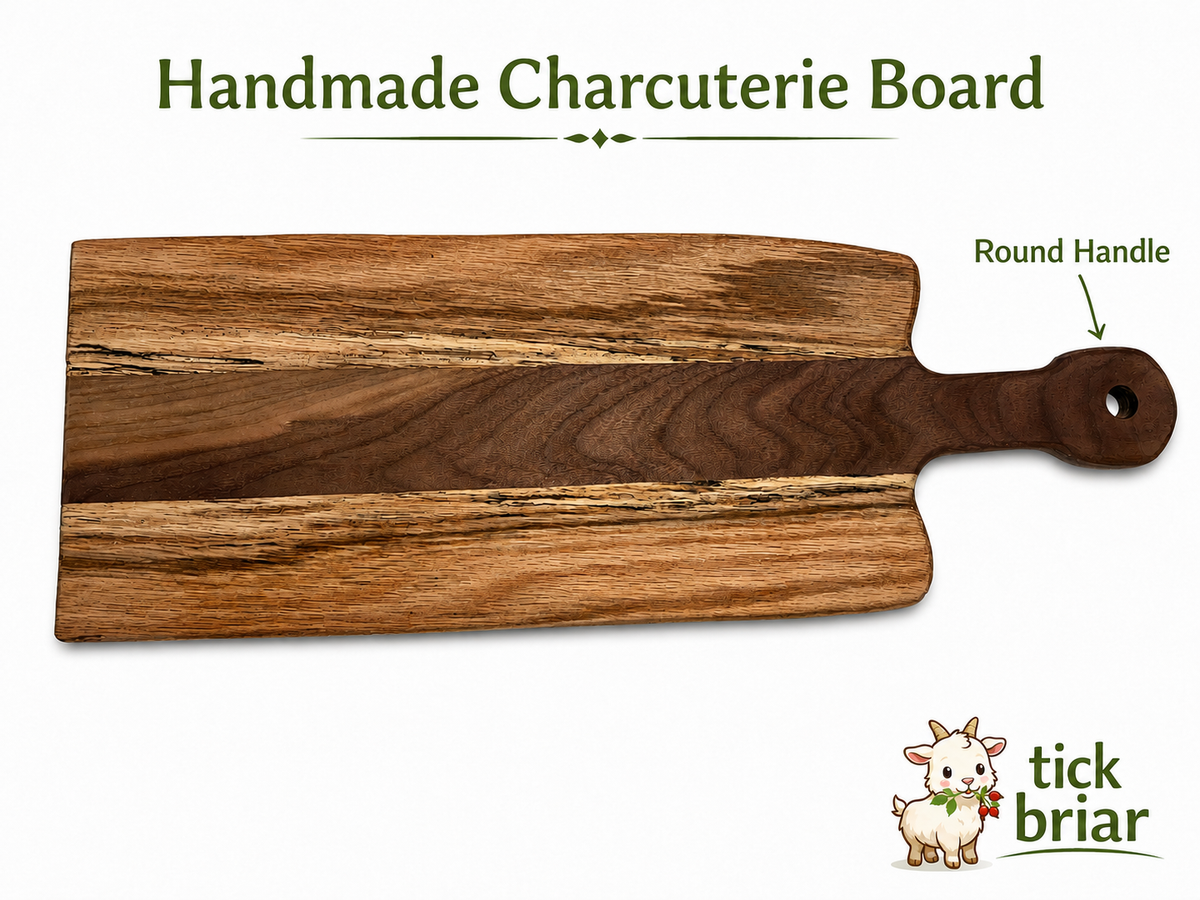 Charcuterie Set with Rustic Handmade Oak and Maple Board